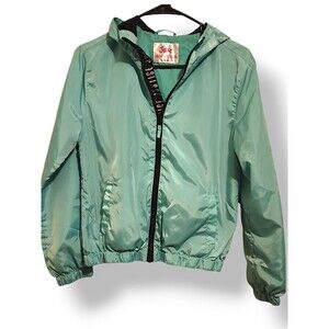 Justice Size 14/16 Flamingo Blue Girls Zip Front Hooded Windbreaker Jacket